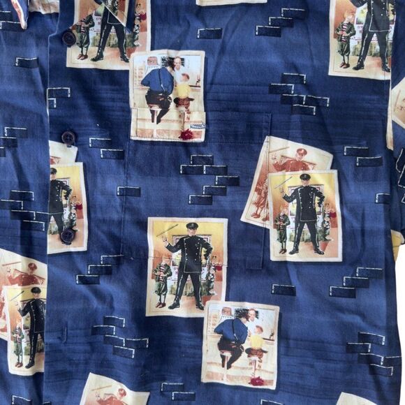 The Saturday Evening Post Rockwell "Police" Vintage SS Button Down Men's XL - Picture 5 of 5